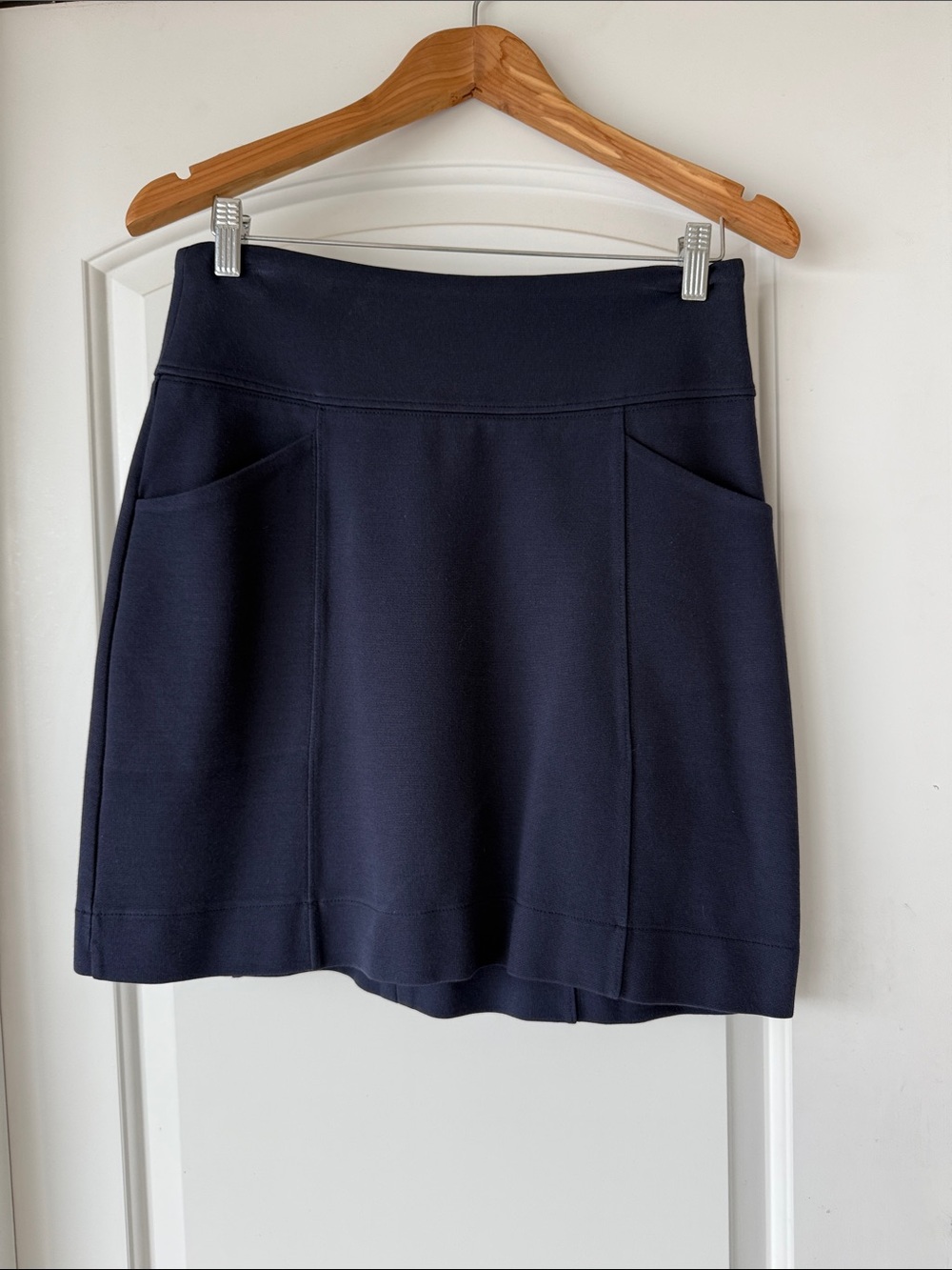 Anthropologie Navy A-Line Mini Skirt with Side Pockets